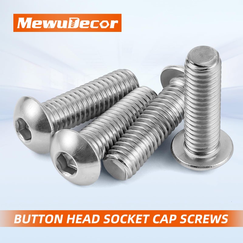 MewuDecor مسامير رأس زرية من MewuDecor 5/16-18 x 5/8" مع غطاء سلكي، فولاذ مقاوم للصدأ 304 18-8، تشطيب لامع، خيوط خشنة، ملولبة بالكامل، محرك سداسي ألين، 20 قطعة - Image 3
